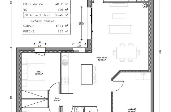 Photo maison 85&nbsp;m²<br>sur terrain 807&nbsp;m²