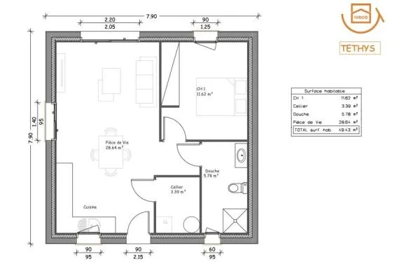 Photo maison 49&nbsp;m²<br>sur terrain 256&nbsp;m²